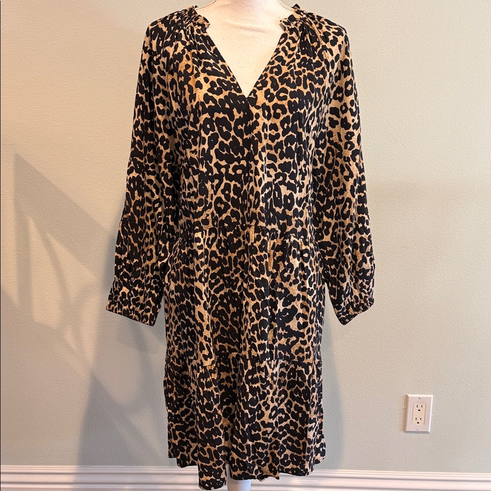 Leopard Print V-Neck Dress